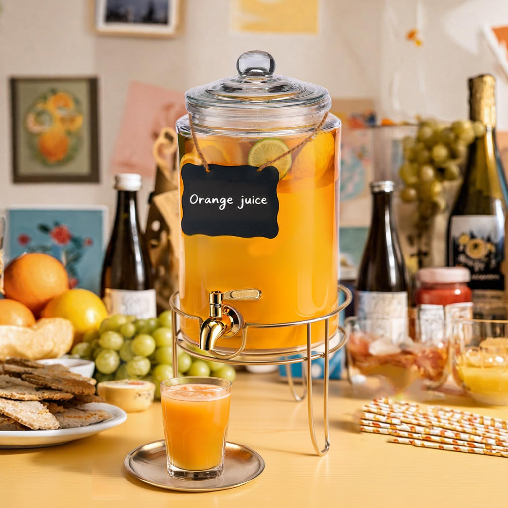 1 Gallon Glass Drink Dispenser with Stand K5235
