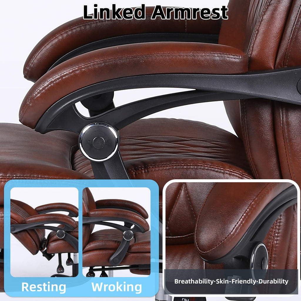 Big and Tall Ergonomic High Back PU Leather Reclining Office Chair with Footrest C513