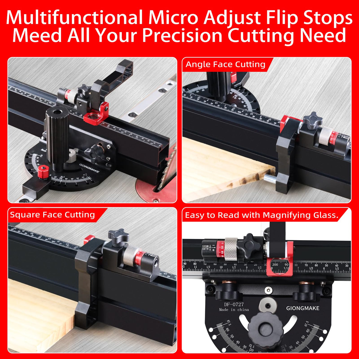 Table Saw Miter Gauge with Extendable Fence and Flip Stop D725331
