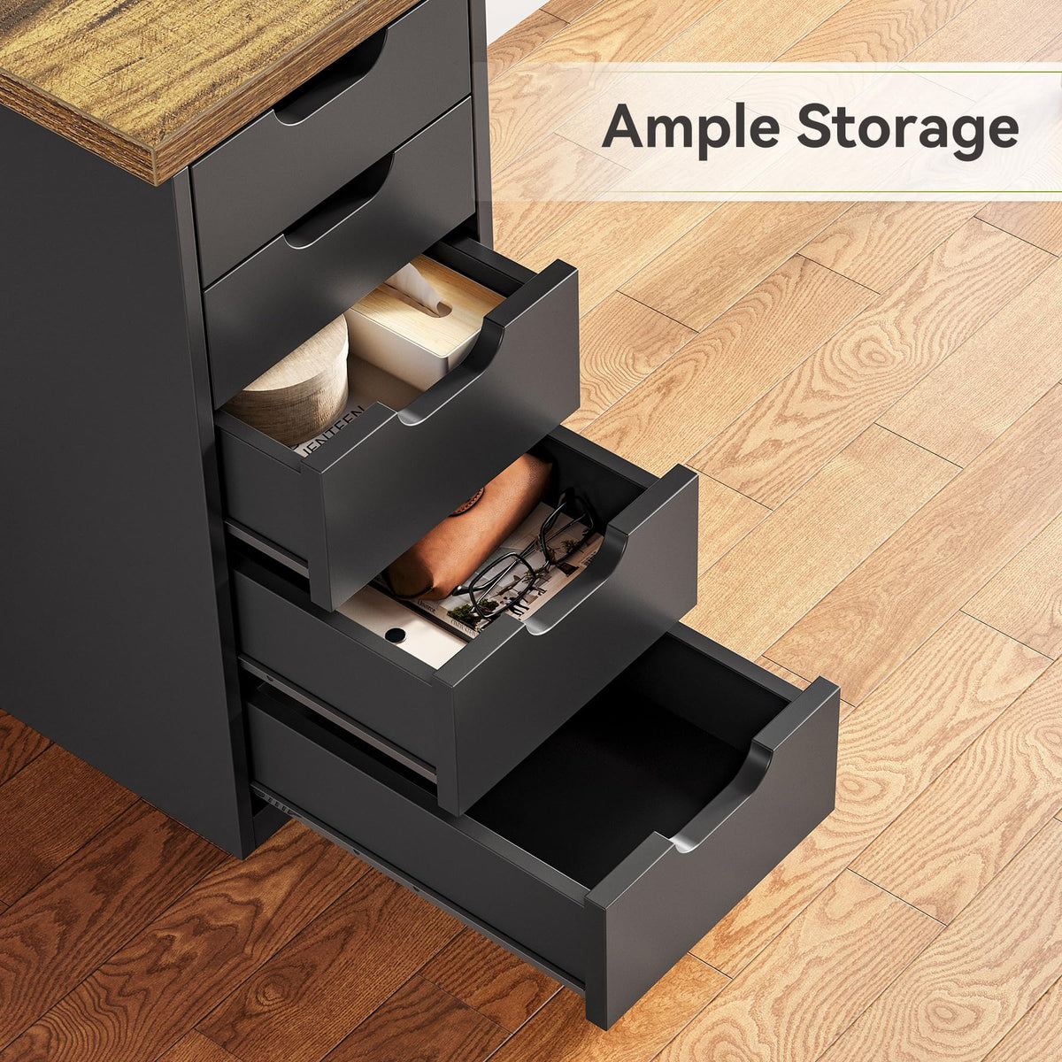 47 Inch Computer Desk with 5 Drawers Metal Frame Y433