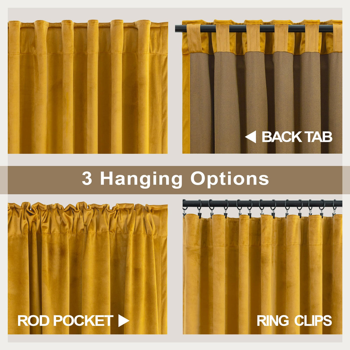 Mustard Yellow Gold Velvet Curtain 84 Inch 2 Panel W707546