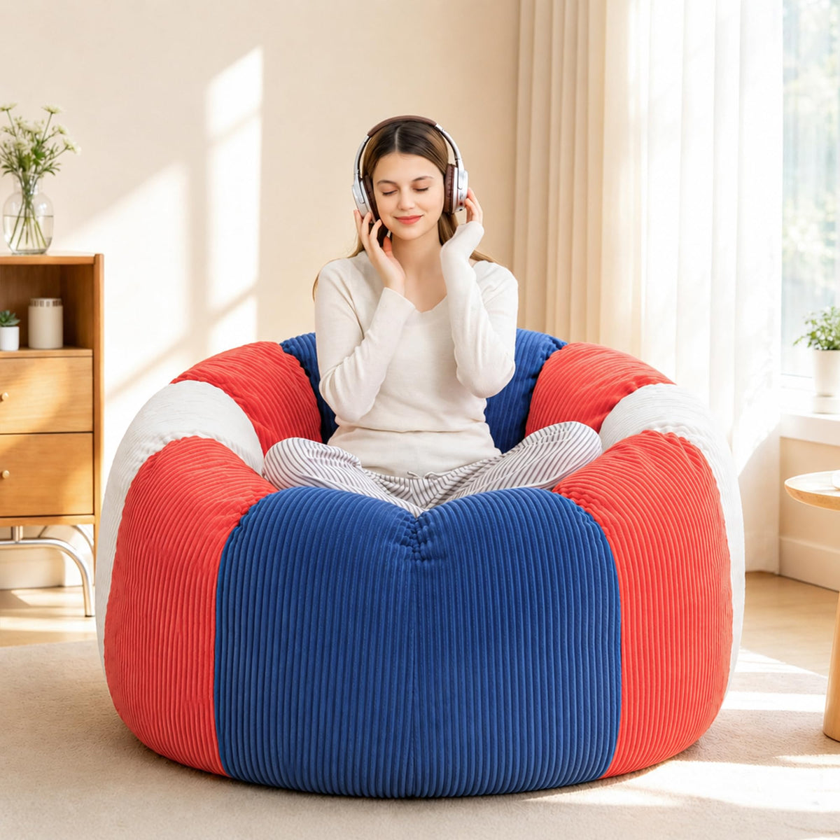 Shredded Foam Bean Bag Chair with Arms D920