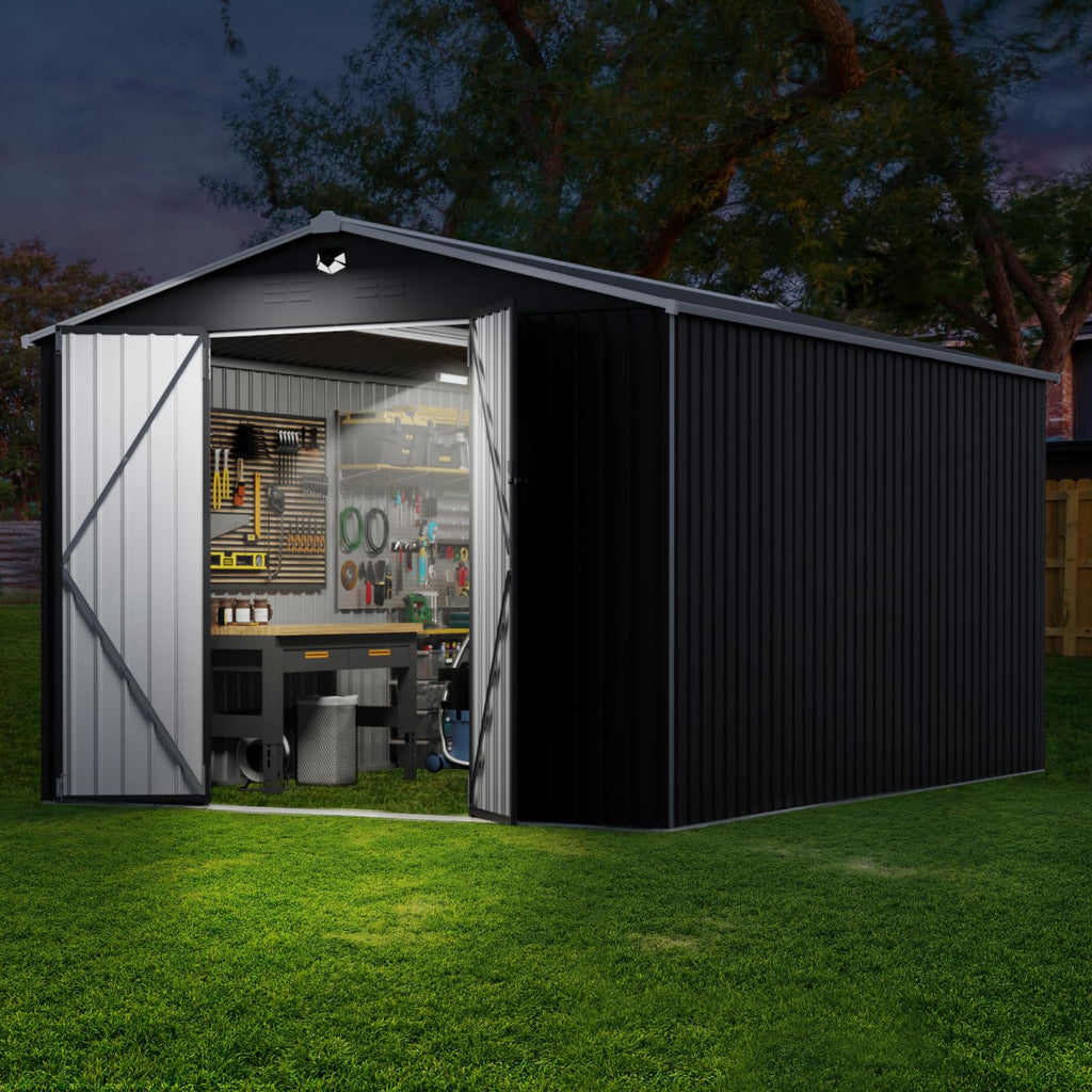 10x14 Metal Storage Shed with Lockable Doors L2187