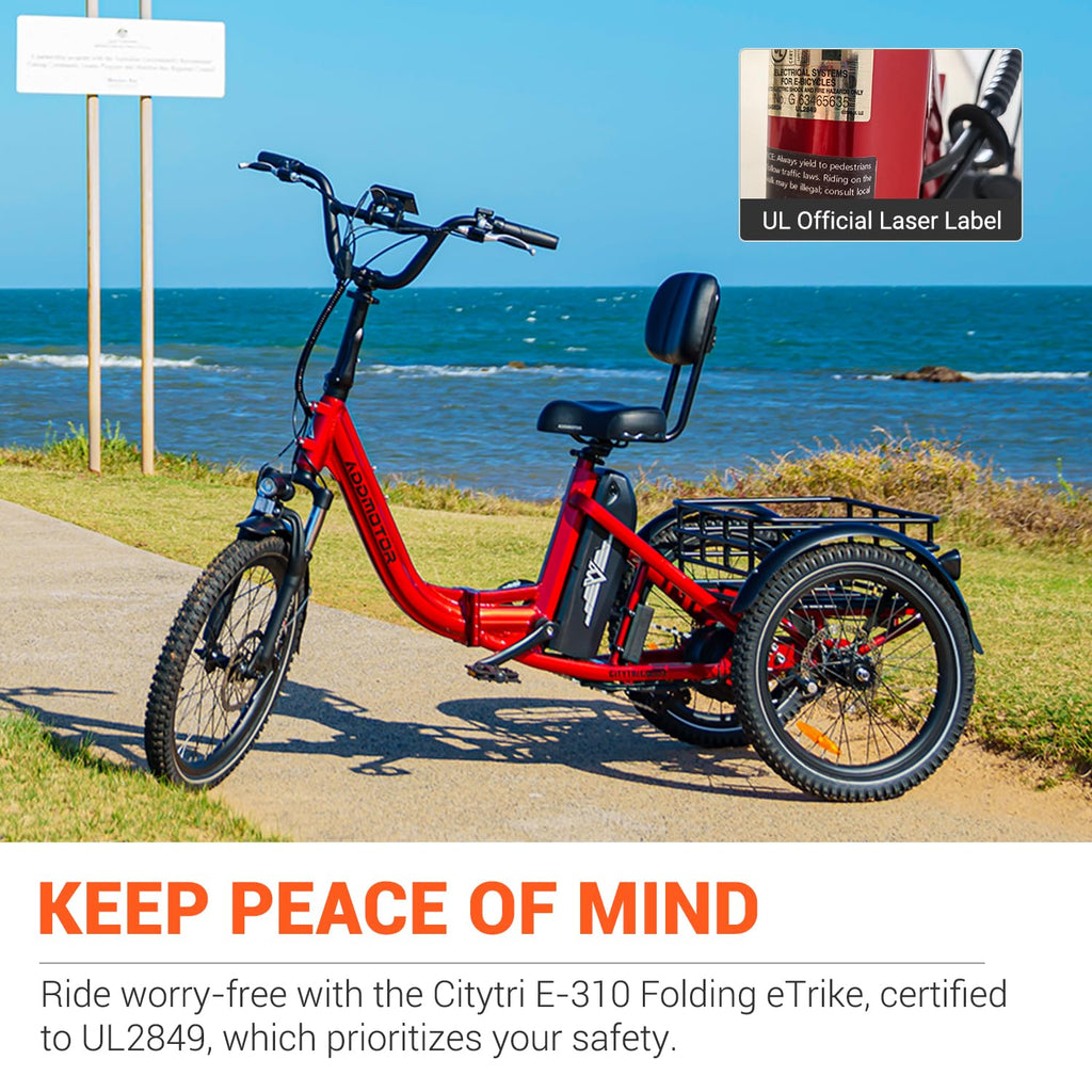 Folding Electric Tricycle 750W 48V 20Ah UL2849 K94077