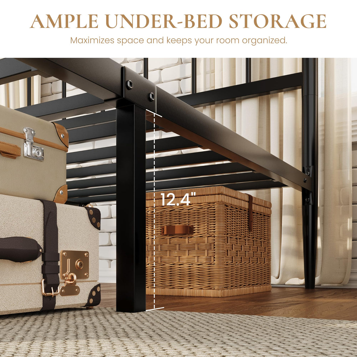 Full Size Black Metal Platform Bed Frame L62879