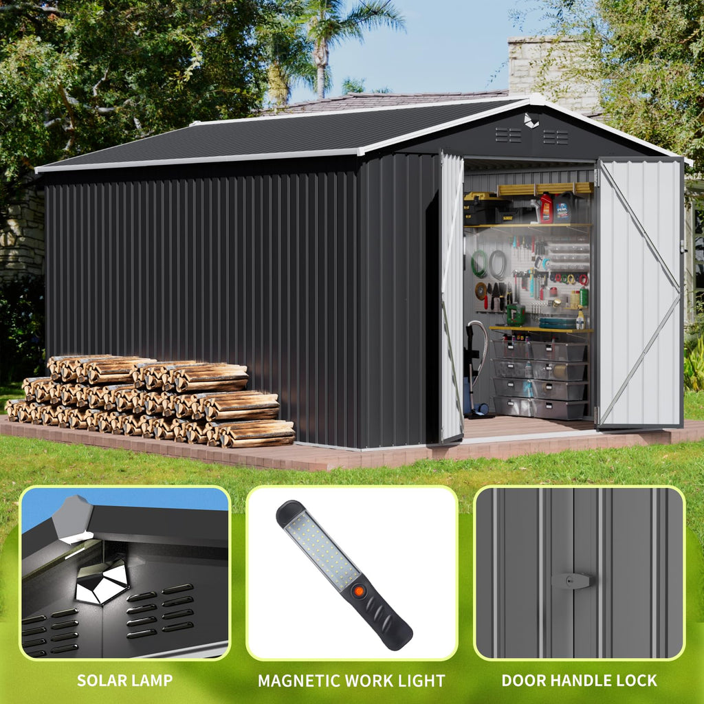 10x14 Metal Storage Shed with Lockable Doors L2187
