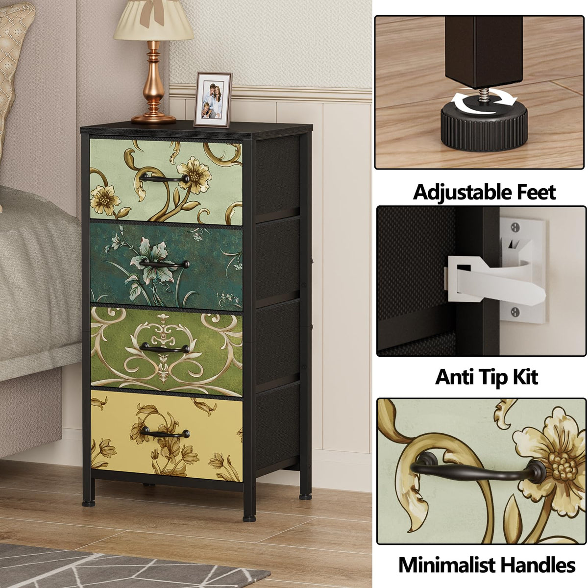 4 Drawer Fabric Dresser G2549