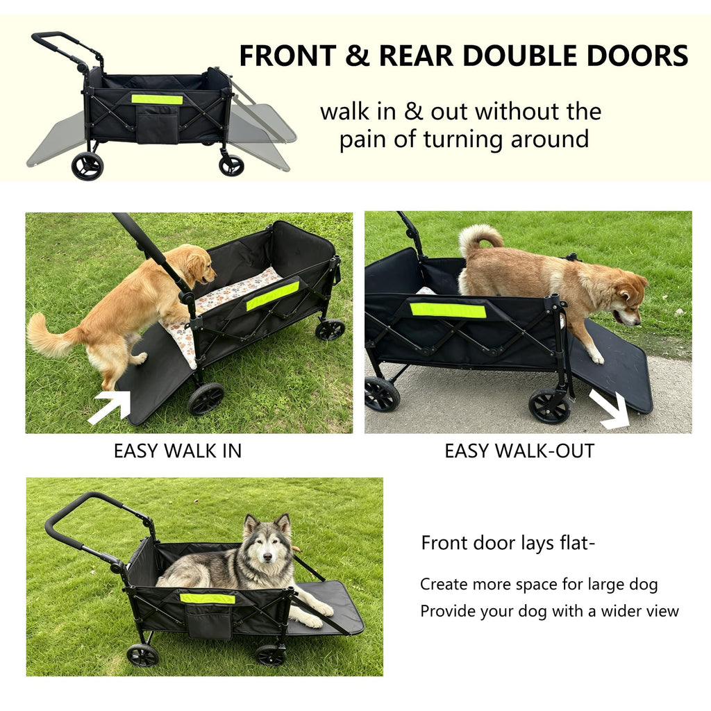 Dual-Entry Dog Wagon with Thick Mat & Lift Harness Y131528