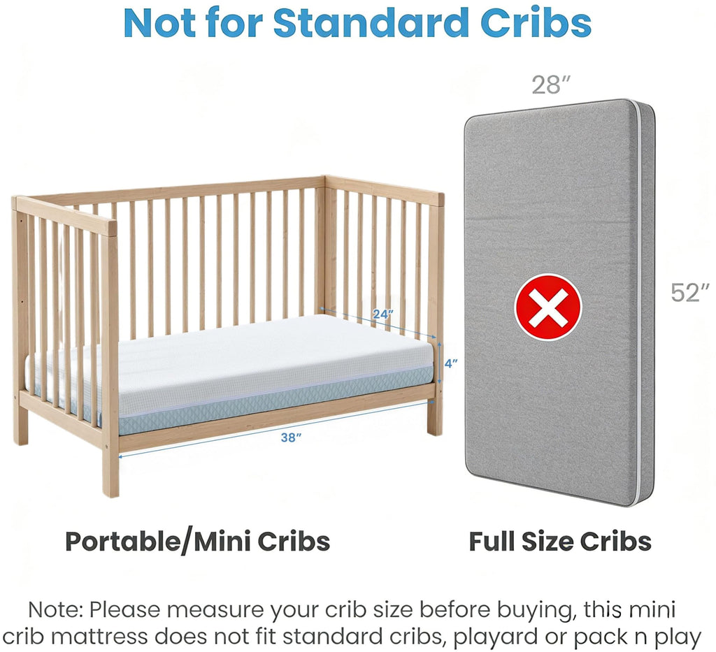 Mini Crib Mattress 38x24x4 Dual-Sided Cooling Gel Foam Z471