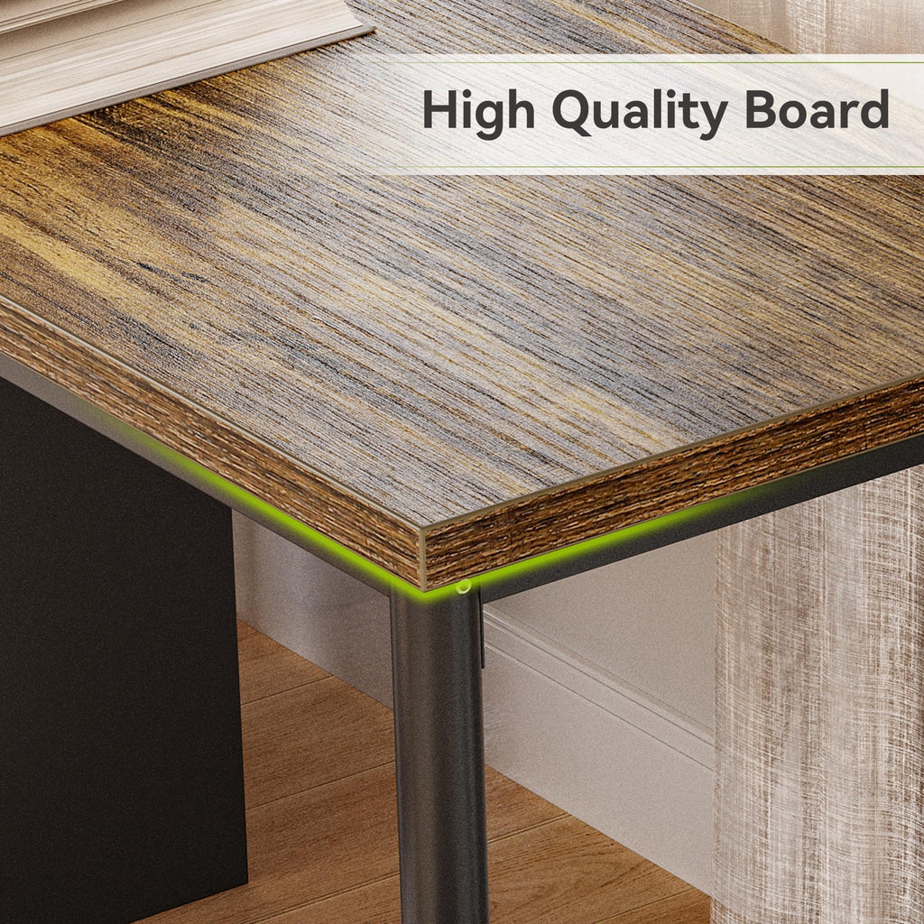 47 Inch Computer Desk with 5 Drawers Metal Frame Y433