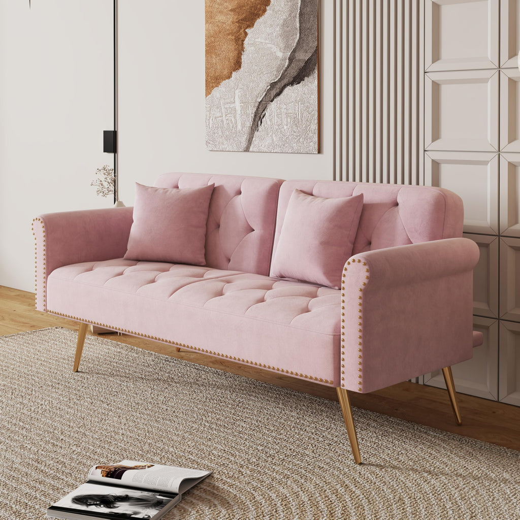 Pink Velvet Futon Sofa Bed F5552