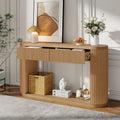 Fluted Console Table 2 Drawers Wood Natural G415