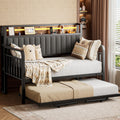 Brown Metal Daybed with Trundle and Storage Headboard L39481