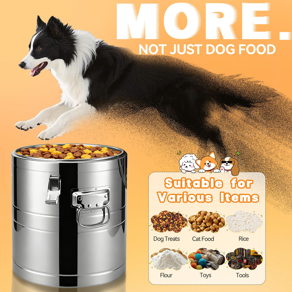 40lb Airtight Stainless Steel Dog Food Storage Container V135