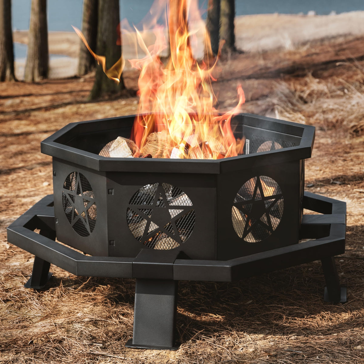 35 inch Wood Burning Fire Pit with Cooking Grill L43199