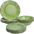 12 Piece Green Melamine Dinnerware Set S140603