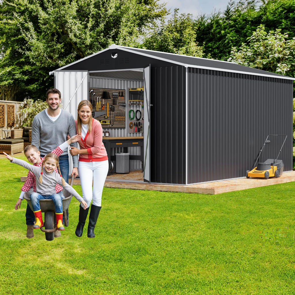 10x14 Metal Storage Shed with Lockable Doors L2187