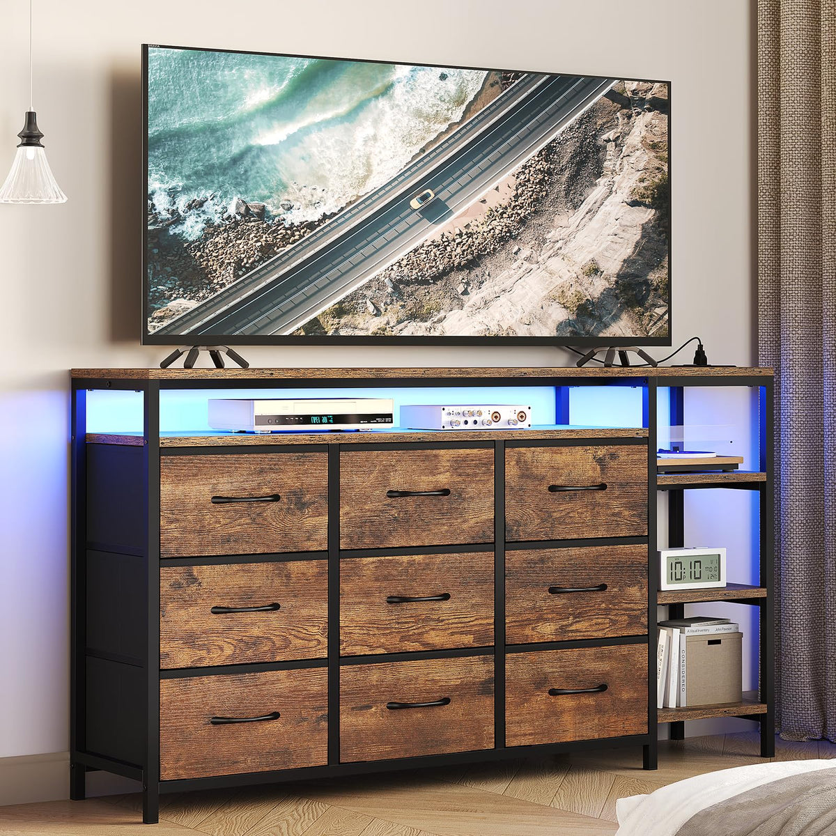 LED TV Stand Dresser with 9 Drawers F9185