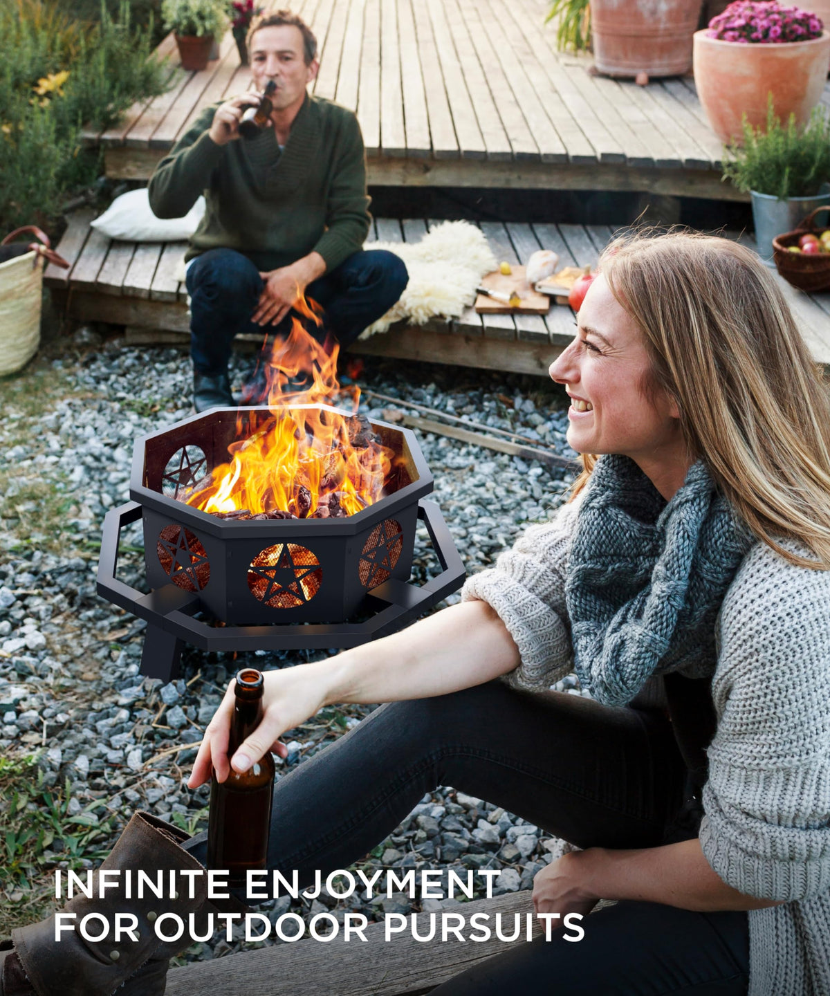 35 inch Wood Burning Fire Pit with Cooking Grill L43199