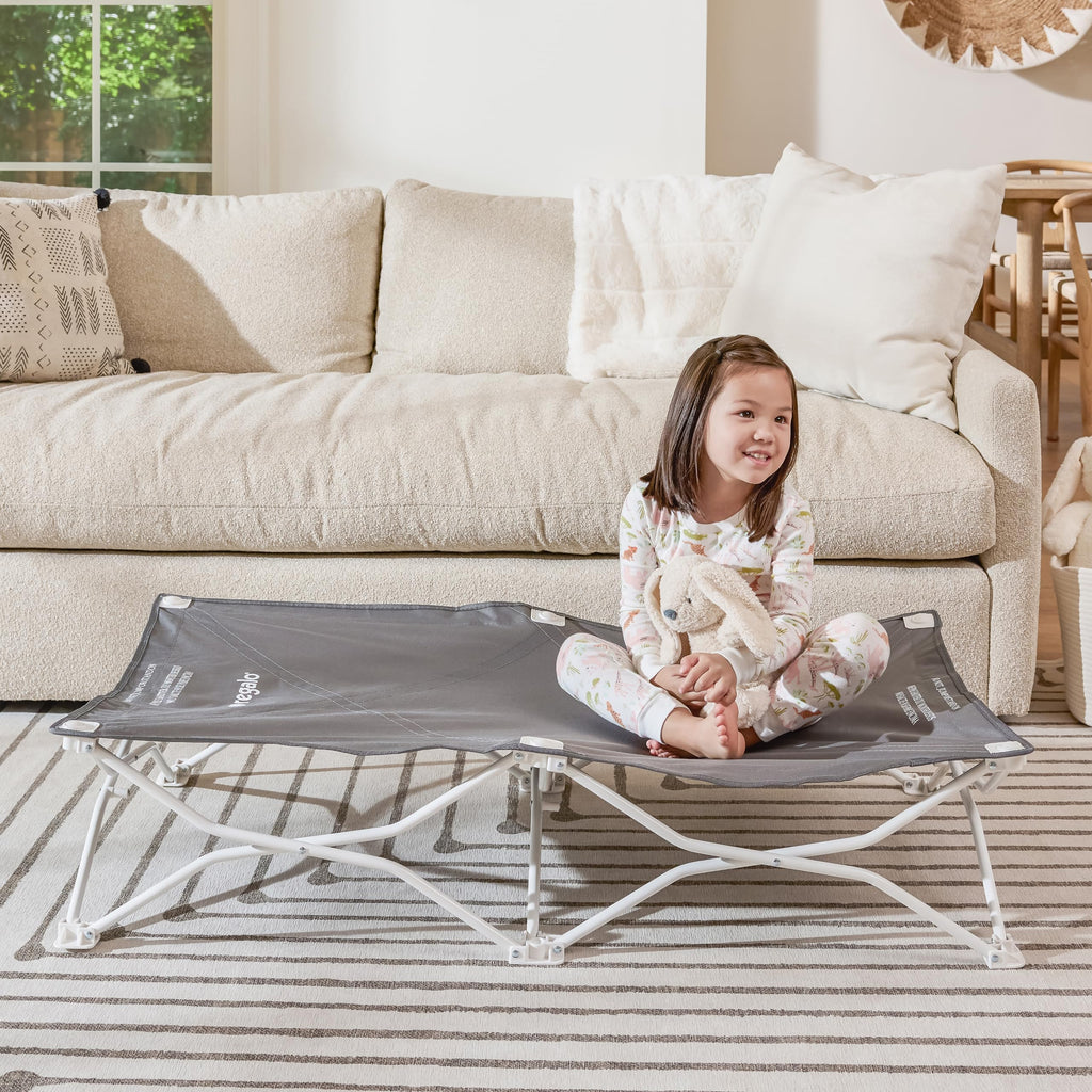 Portable Toddler Cot, Foldable Lightweight Travel Bed, Gray H35205