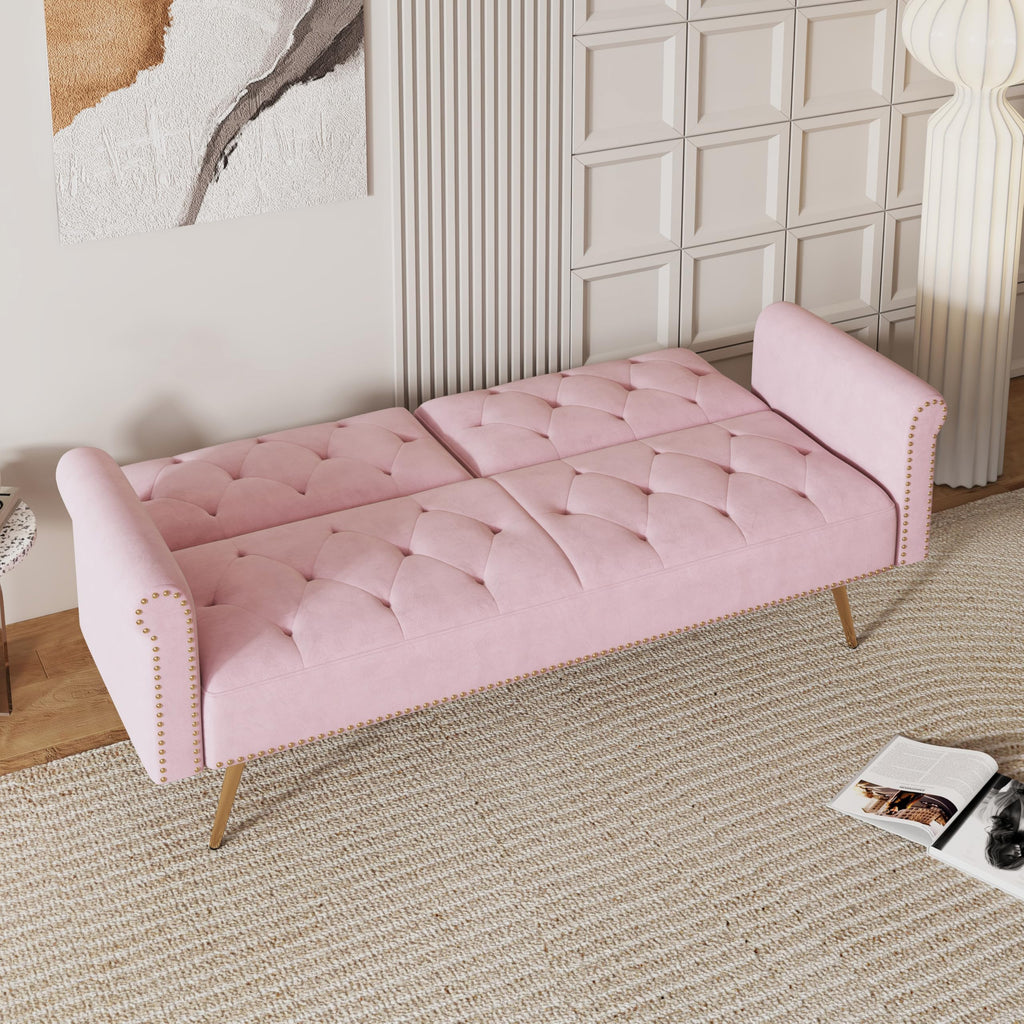 Pink Velvet Futon Sofa Bed F5552