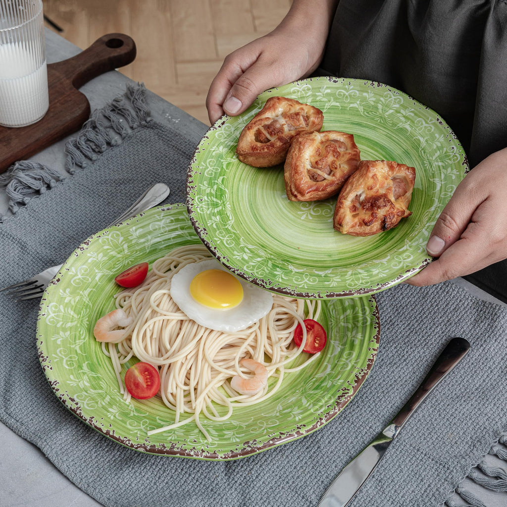 12 Piece Green Melamine Dinnerware Set S140603