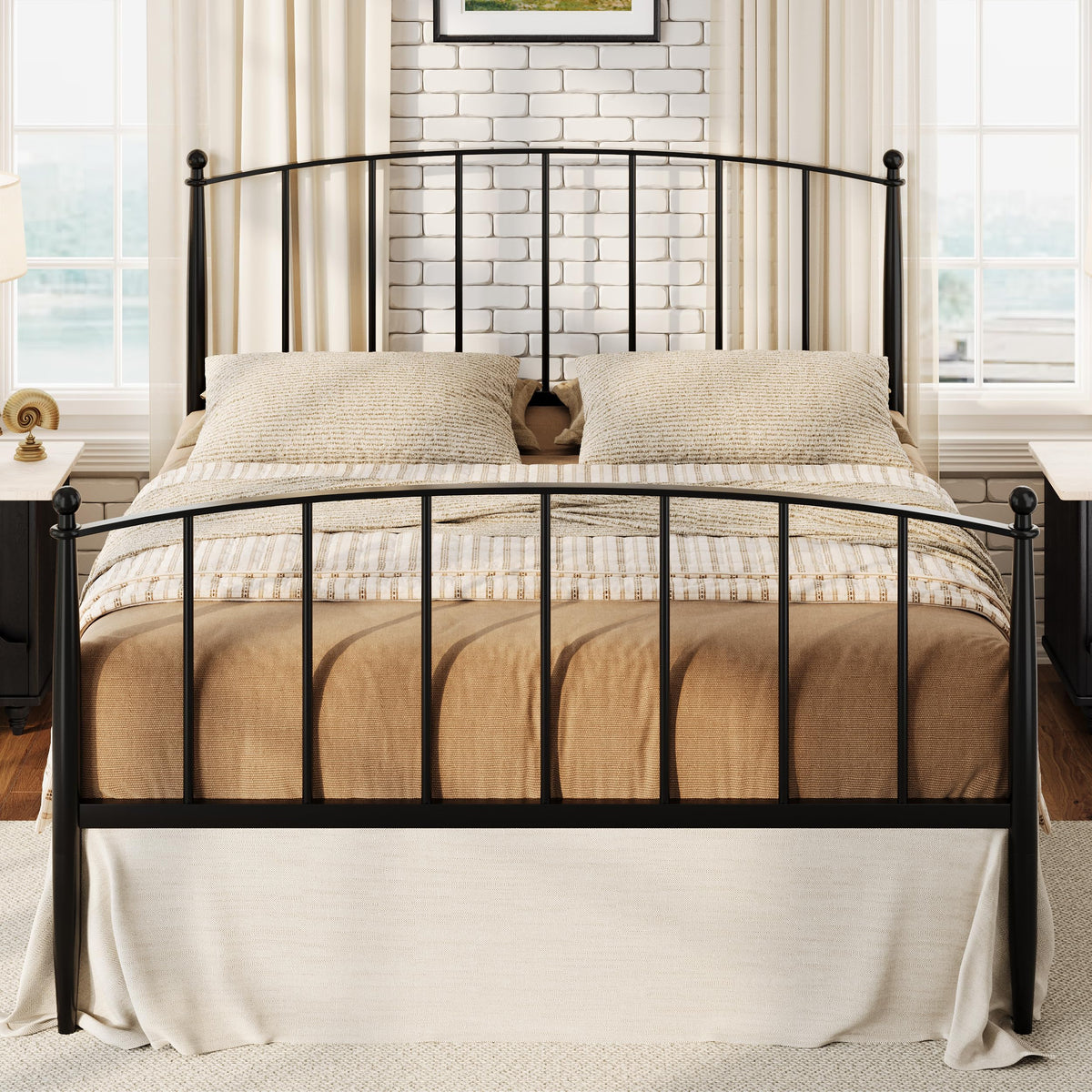 Full Size Black Metal Platform Bed Frame L62879